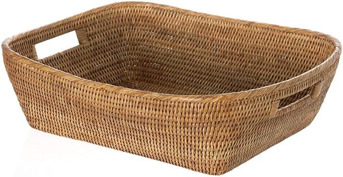 KOUBOO 1060076 La Jolla Oblong Rattan Storage and Shelf Basket, 19" x 15" x 5", Honey-Brown | Amazon (US)
