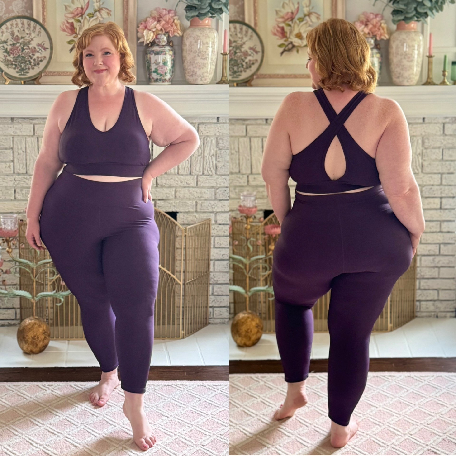Ulla Popken Ribbed Active Set in the size 16/18 (available in 3 colors) | 35% OFF with code WWWULLA

Low impact sports bra with inserts and a crisscross back design

High rise leggings but no pockets

I wore this set on a hike, and it’s soft and stretchy and moves with you, but I wouldn’t recommend it for higher impact activities as the bra offers minimal support.

#LTKootd #LTKActive #LTKPlusSize