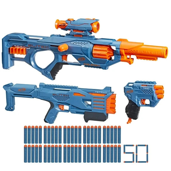 Nerf Elite 2.0 Ultimate Blaster Pack, 3 Blasters, 50 Nerf Elite Darts, Detachable Scope and Barre... | Walmart (US)