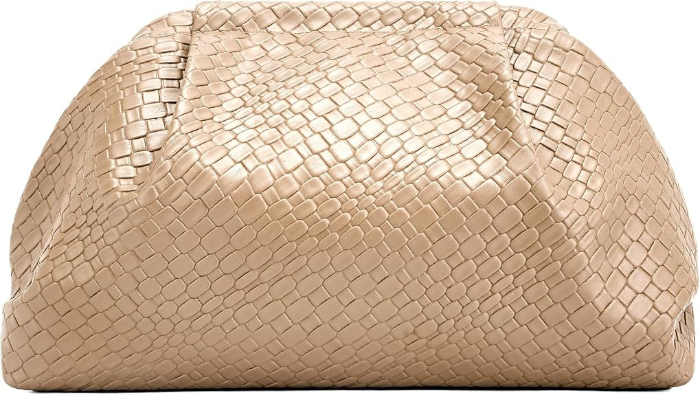 Woven Dumpling Clutch for Evening: Vegan Leather Cosmetic Pouch | Amazon (US)