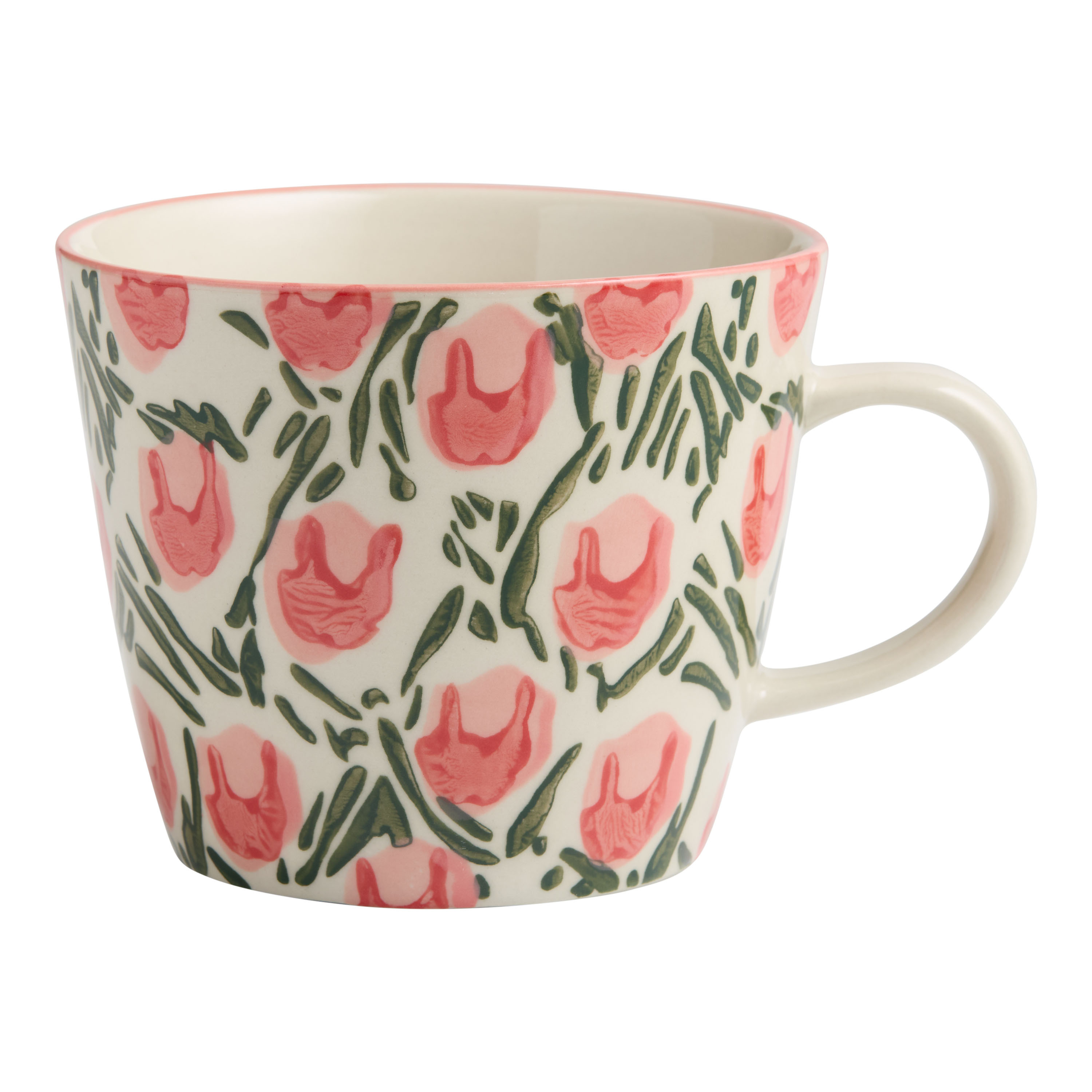 Red Abstract Flower Bud Hand Painted Ceramic Mug | World Market