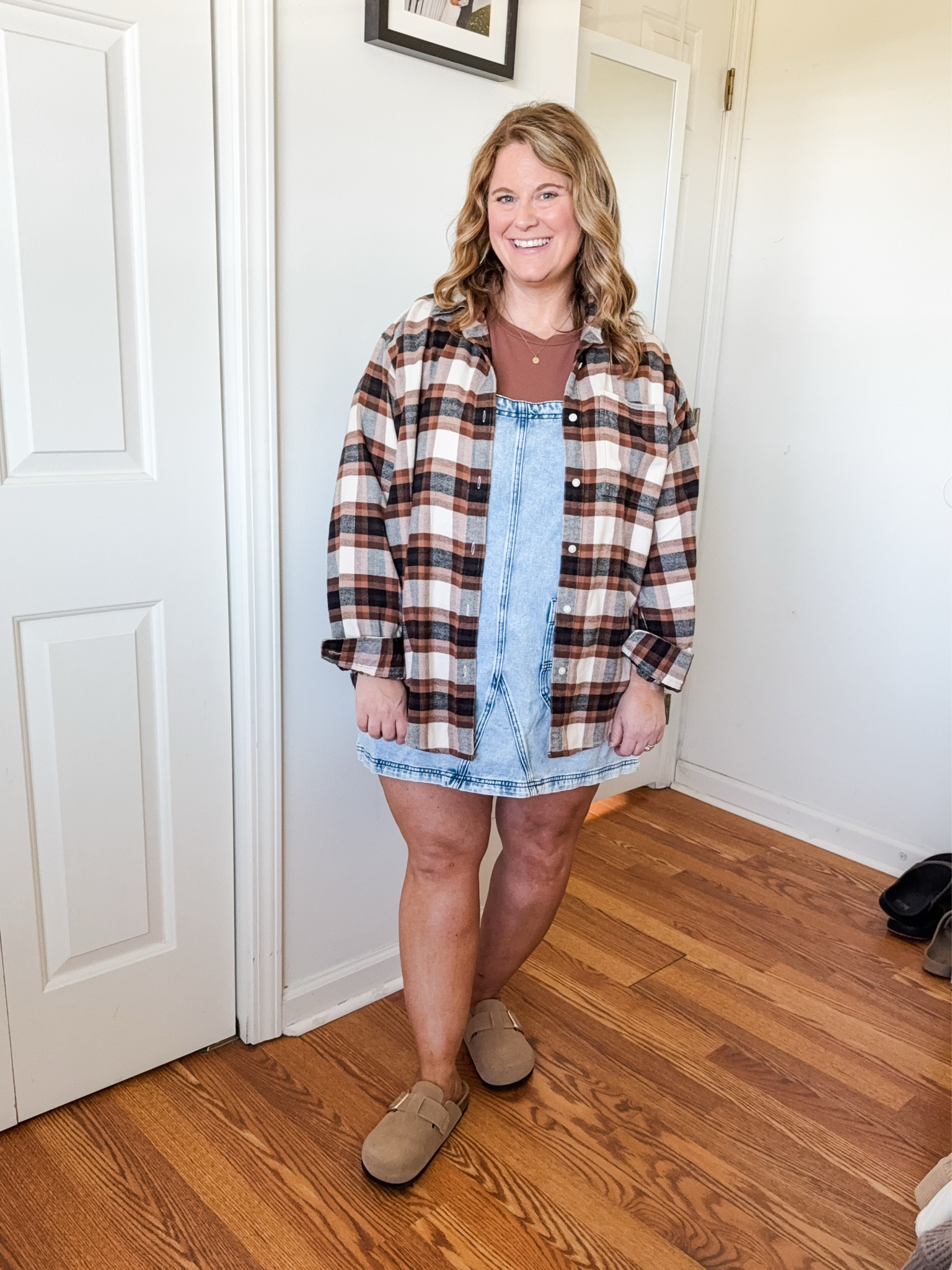 Wearing an XL in my jumper and tee, medium in flannel 

#LTKMidsize #LTKFallSale #LTKSeasonal