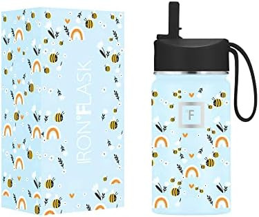 IRON °FLASK Kids Water Bottle - 14 Oz, Straw Lid, 20 Name Stickers, Vacuum Insulated Stainless Steel | Amazon (US)