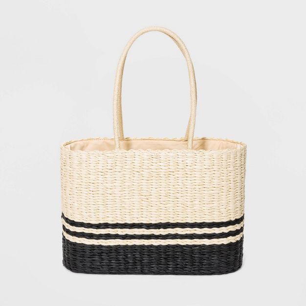 Striped Straw Tote Handbag - A New Day&#8482; Natural | Target