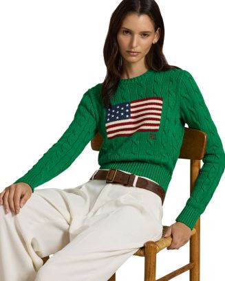 Flag Cable Knit Cropped Sweater | Bloomingdale's (US)