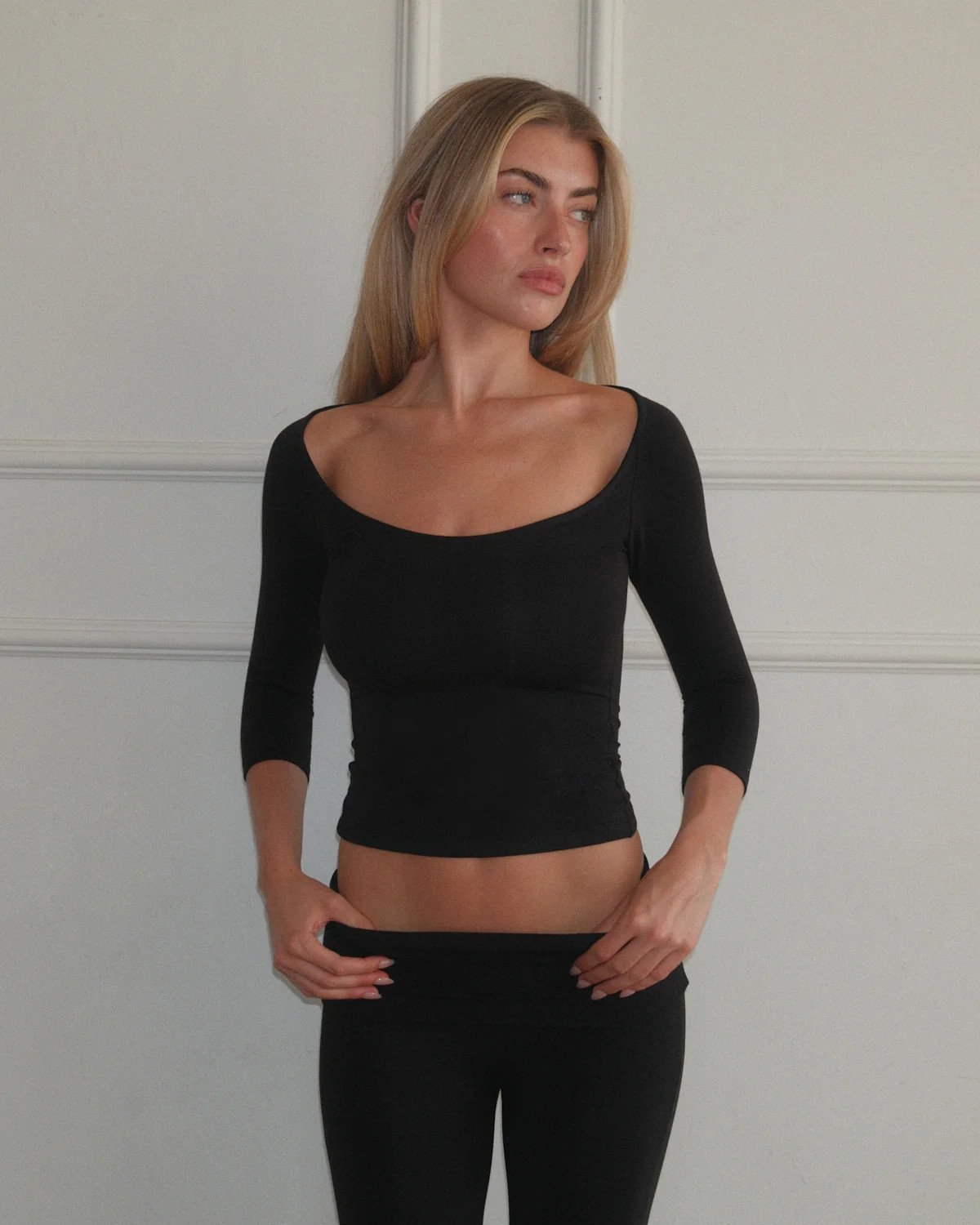 3/4 Sleeve Top | Black | Crop Shop Boutique US