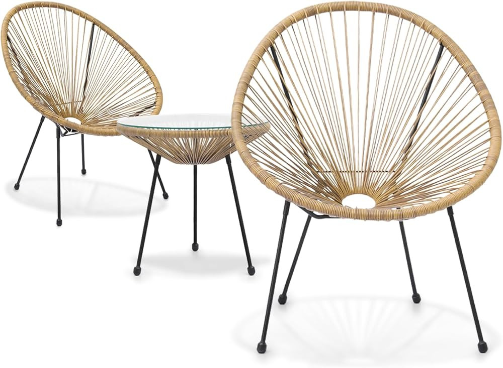 Athena Collection 3Pcs Outdoor Acapulco Patio Set, Modern Acapulco Chair Set, Patio Furniture Set... | Amazon (US)