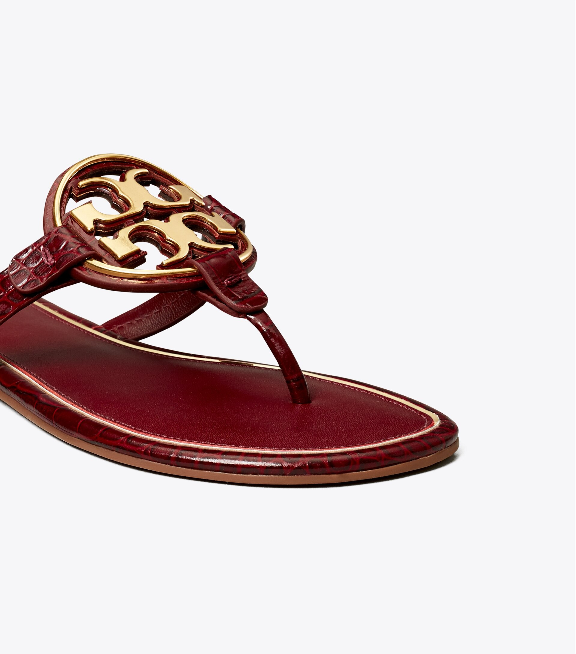 Miller Metal-Logo Sandal, Embossed Leather | Tory Burch (US)
