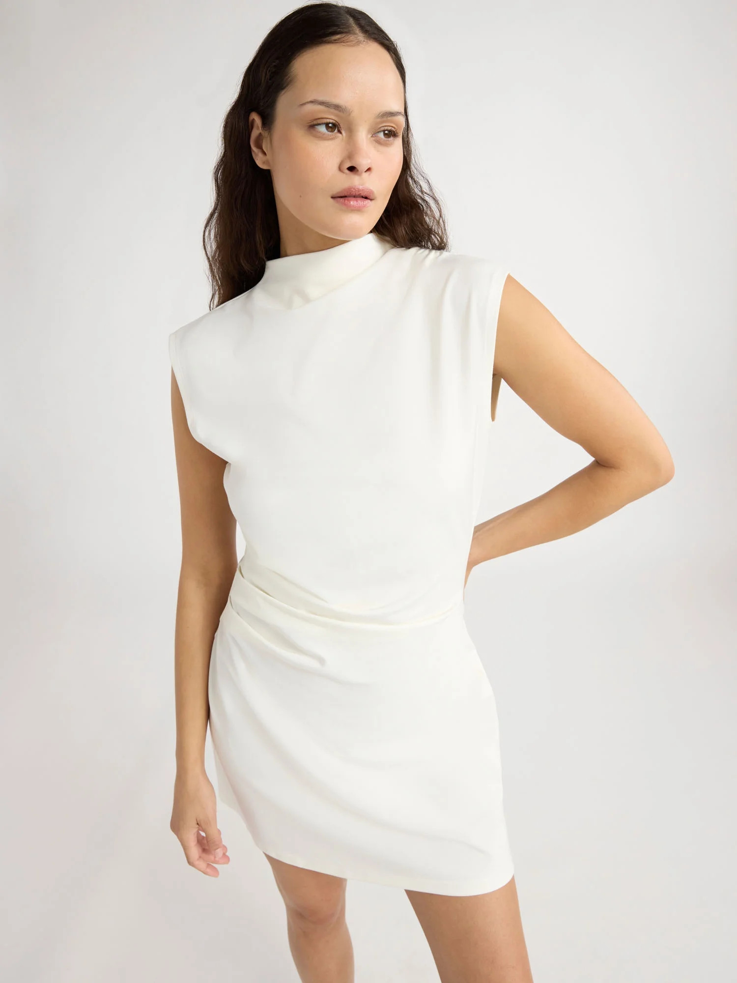 Scoop Women’s and Women's Plus Mock Neck Side Pleated Dress, Sizes XS-4X | Walmart (US)