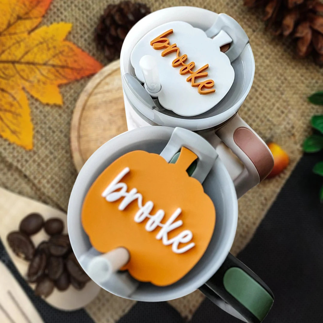 Pumpkin Tumbler Topper, Autumn Tumbler Name Tags, Tumbler Name Plate, Tumbler Lid Tag, Tumbler Na... | Etsy (US)