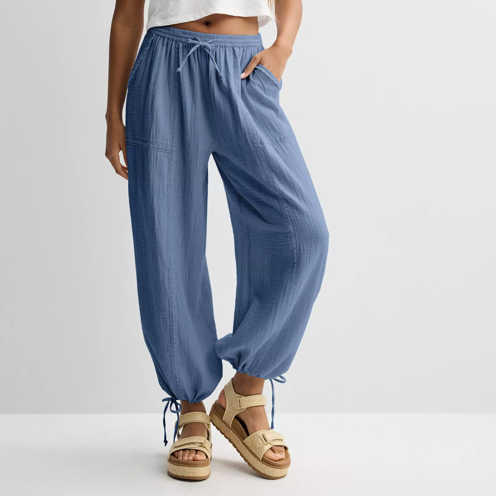 Juniors' SO® Low-Rise Double Gauze Joggers | Kohl's