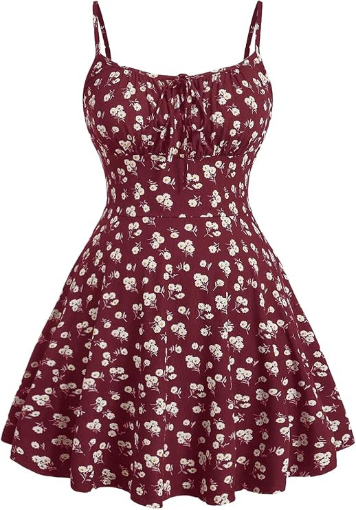 Verdusa Plus Size Floral Boho Short Sundress Flowy Dress | Amazon (US)