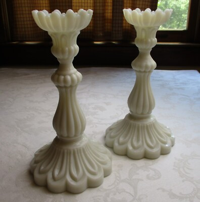Opaline tall candlesticks Portieux Vallerysthal Glass France 1910 antique | eBay US