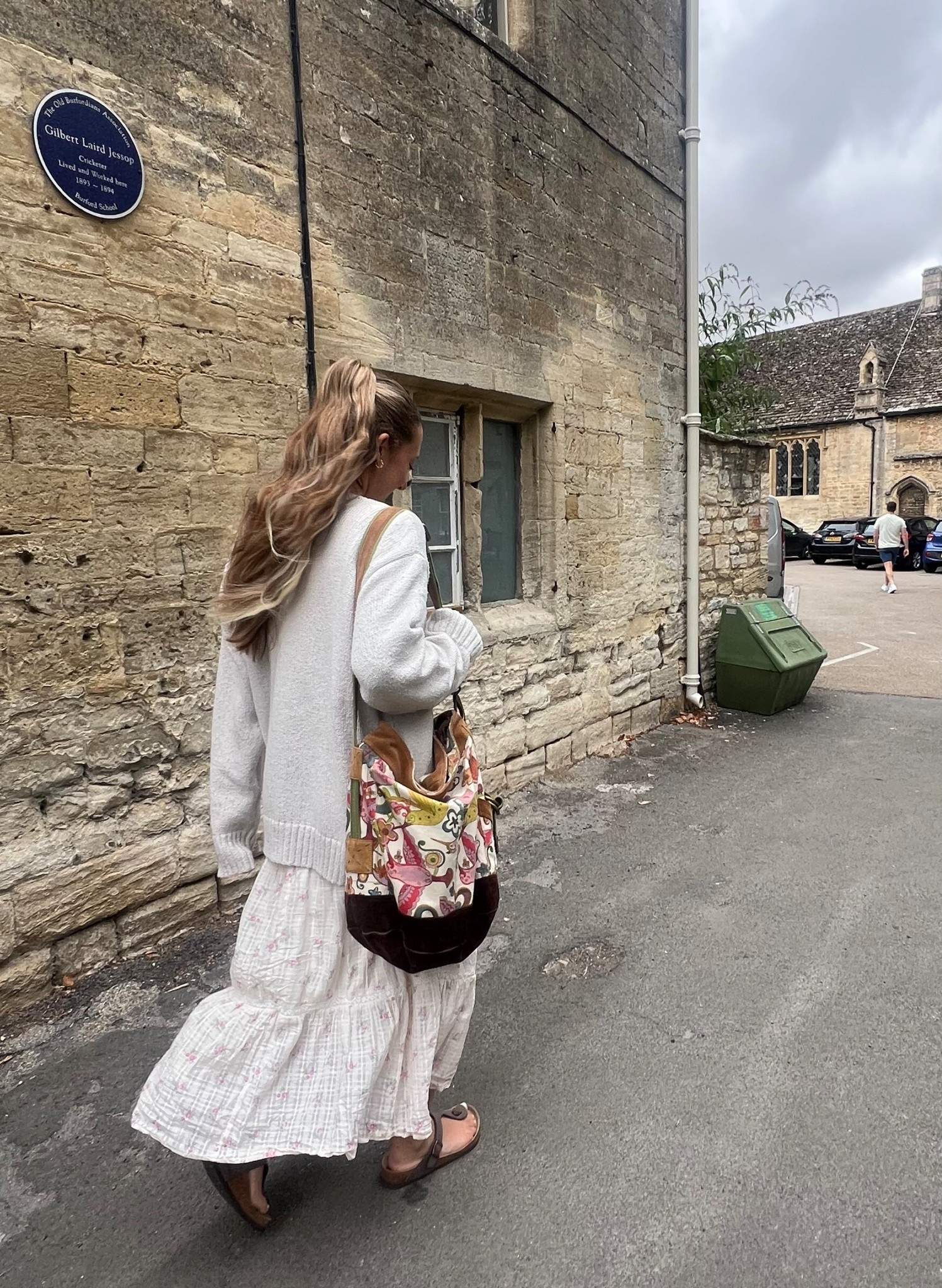 Cottage core. Shoulder bag. Oversized sweater. Birkenstock. Fall vibes. Fall aesthetic. City vibes. Travel.