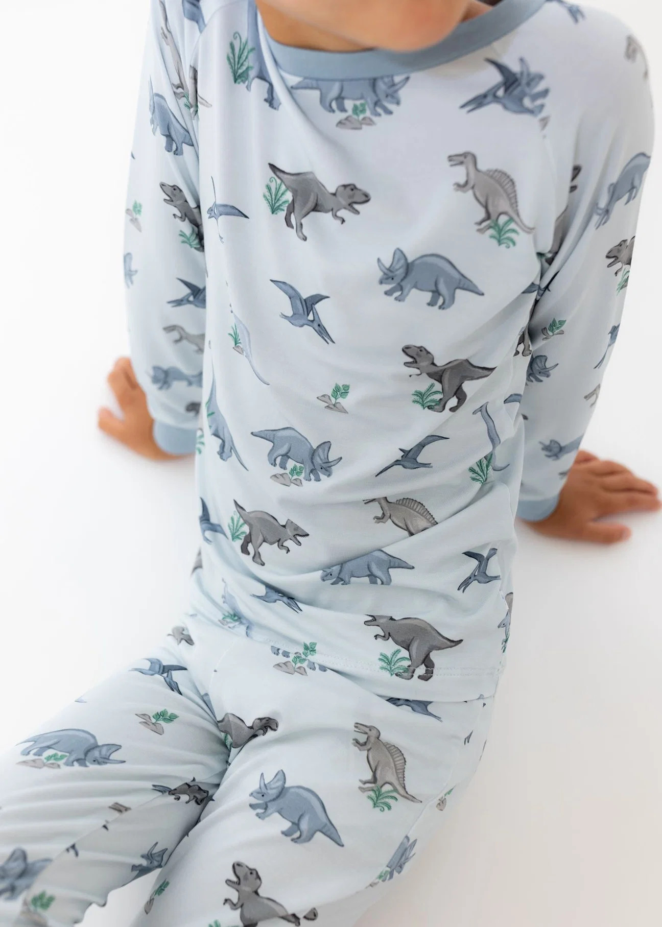 Dinos Blue Two-Piece Pajamas | Tiny Jams