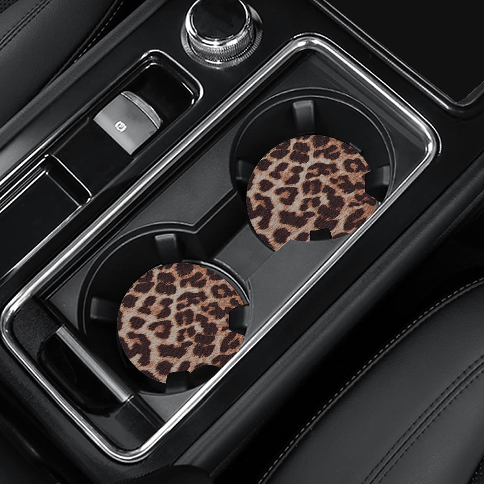 4 Pack Leopard Print Car Coasters, 2.75 Inch Cup Holder Pads for Women - Neoprene Mat for Car Cup... | Amazon (US)