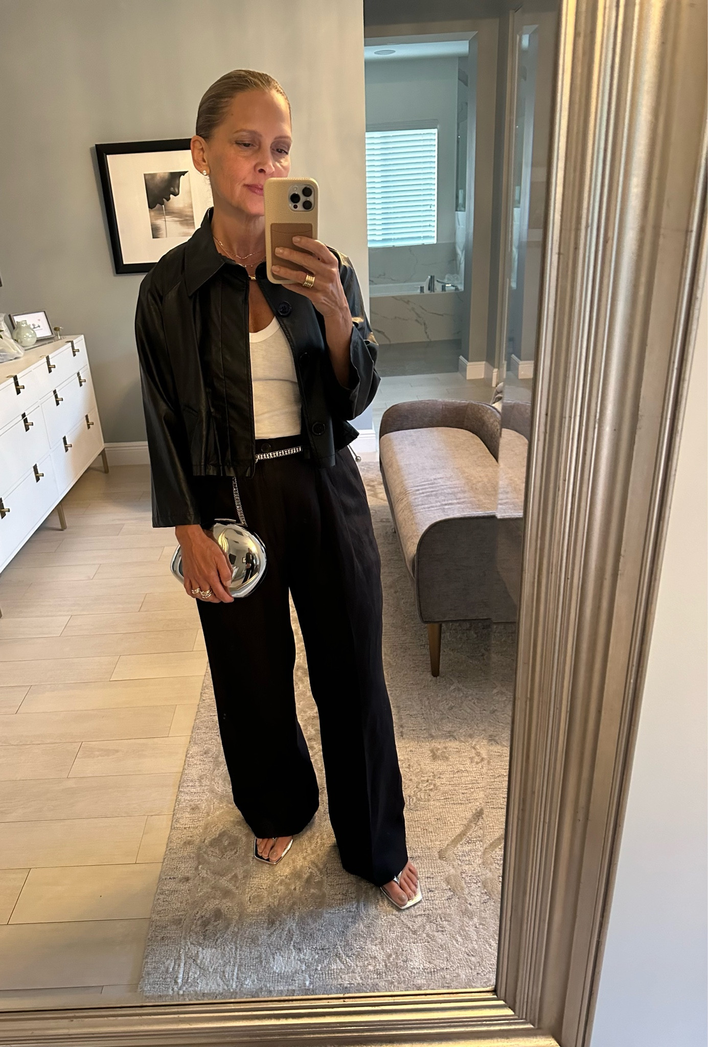 Silver accessories are definitely a vibe this season! 

I wore this outfit to an event last night, lots of standing, and these are my new favorite easy sandals for Summer, and they are $100🙌

Bag and belt @zara
jacket @mm6maisonmargiela
all else is linked!

#LTKstyletip #LTKU #LTKover40