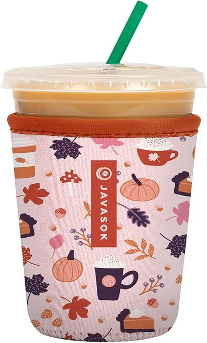 Sok It JavaSok Iced Coffee & Cold Soda Insulated Neoprene Cup Sleeve (PSL, Small: 16-20oz) | Amazon (US)
