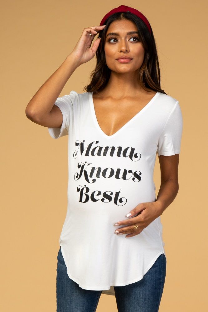 Waverleigh Ivory "Mama Knows Best" Graphic Maternity Top | PinkBlush Maternity
