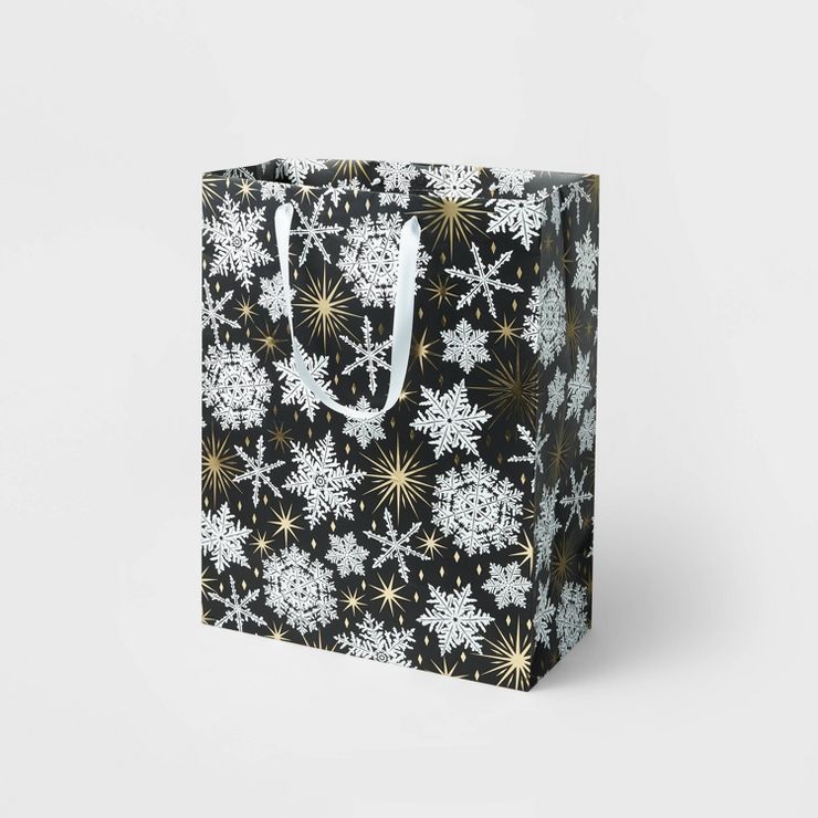 Extra-Large Cub Snowflake Gift Bag Black - Wondershop™ | Target
