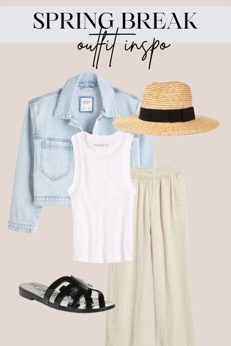 Spring break outfit inspiration

Denim jacket - jean jacket - straw hat - beach hat - white tank - black sandals - linen pants - ootd