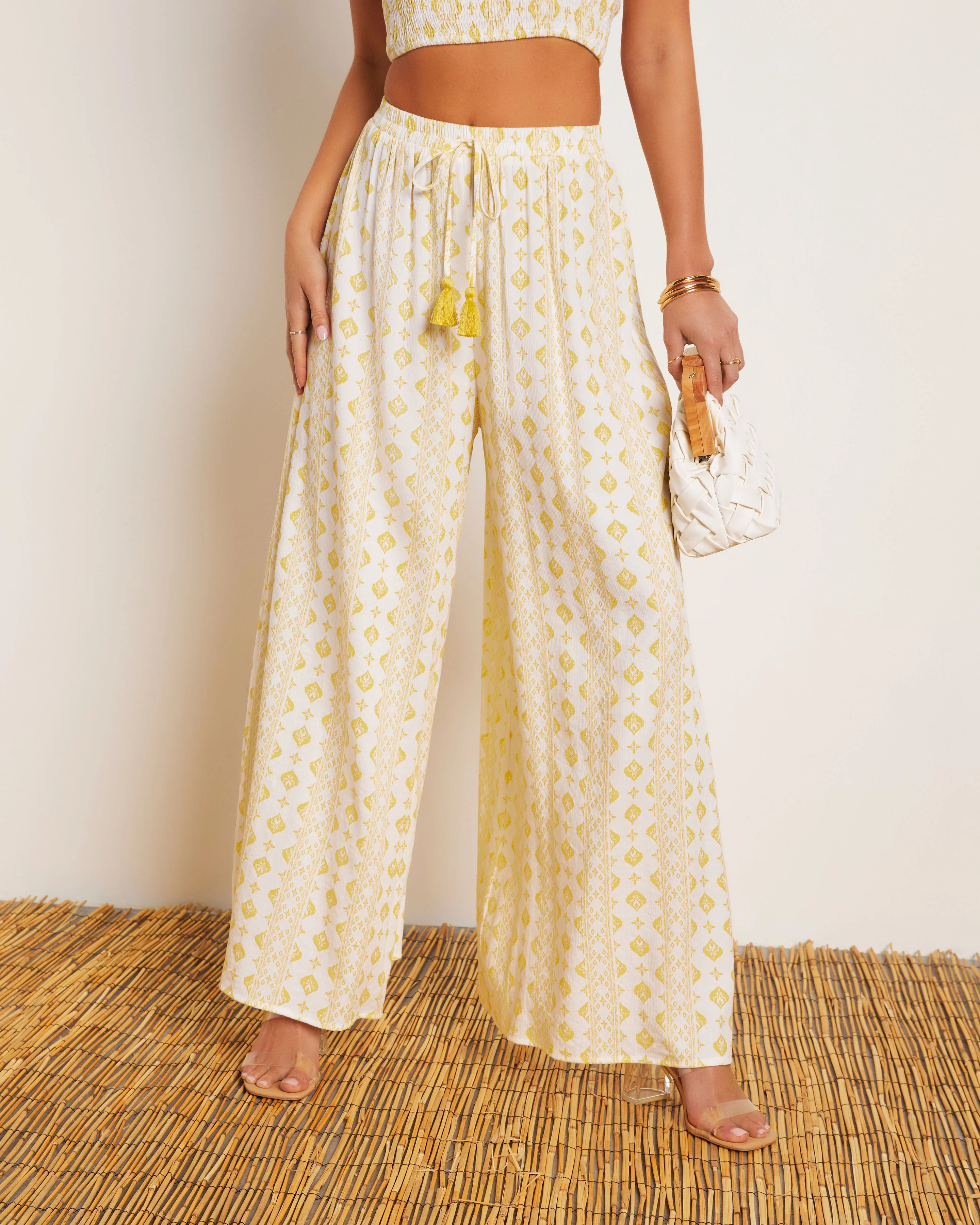 Maureen Printed Drawstring Wide Leg Pant | VICI