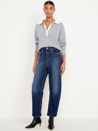 High-Waisted Wow Barrel Ankle Jeans | Old Navy (US)