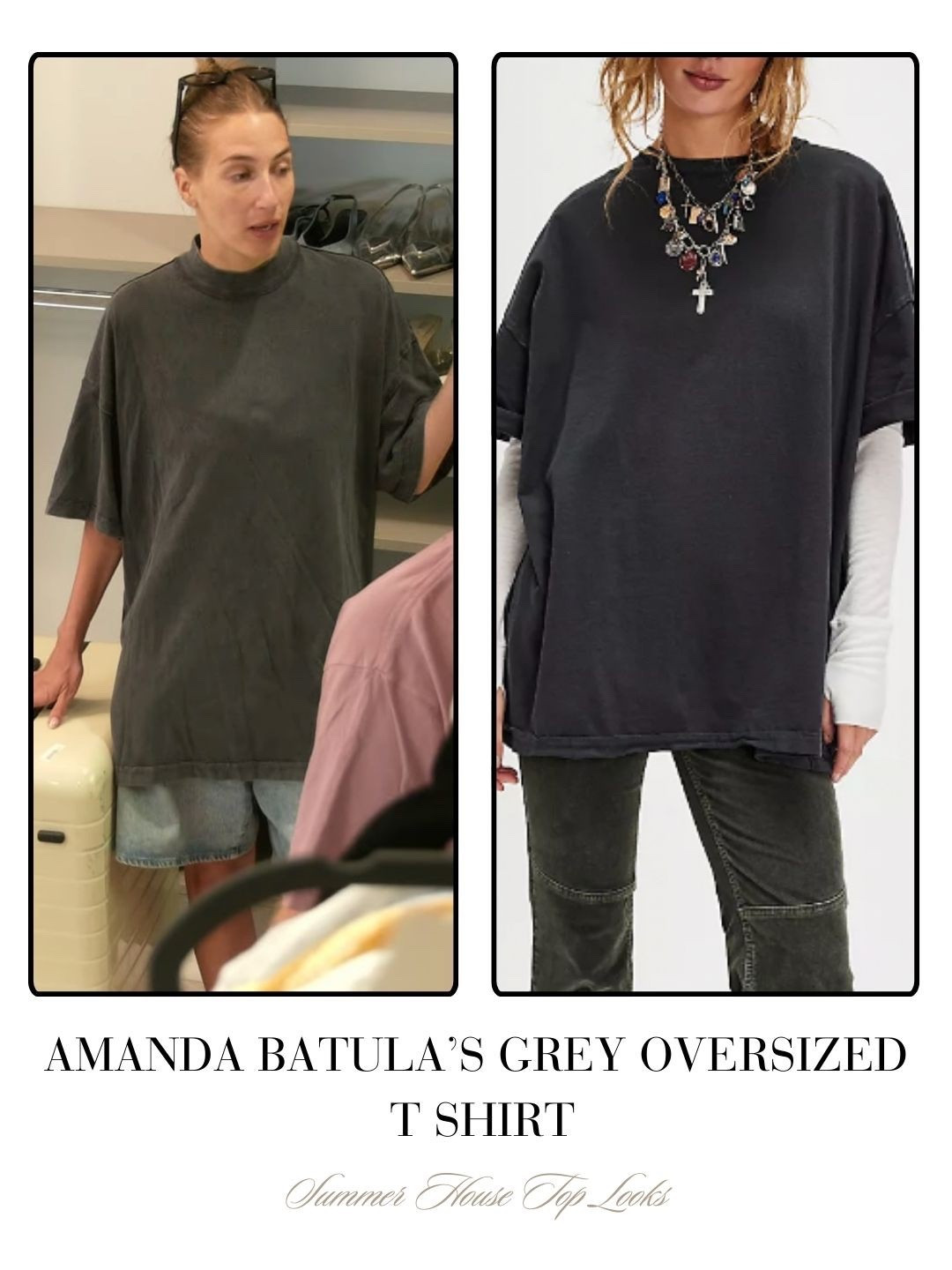 Amanda Batula’s Grey Oversized T Shirt 