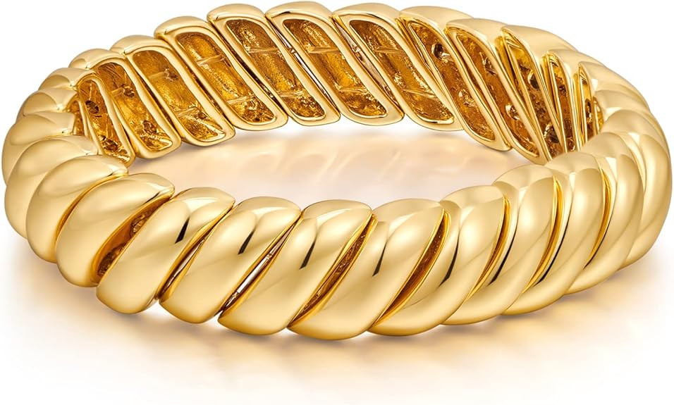 FAMARINE Gold Silver Chunky Bangle Bracelet for Women Men | Amazon (US)