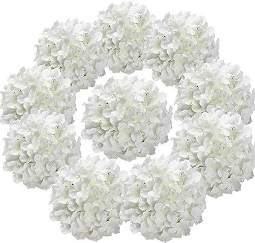 Amazon.com: Flojery Silk Hydrangea Heads Artificial Flowers Heads with Stems for Home Wedding Dec... | Amazon (US)