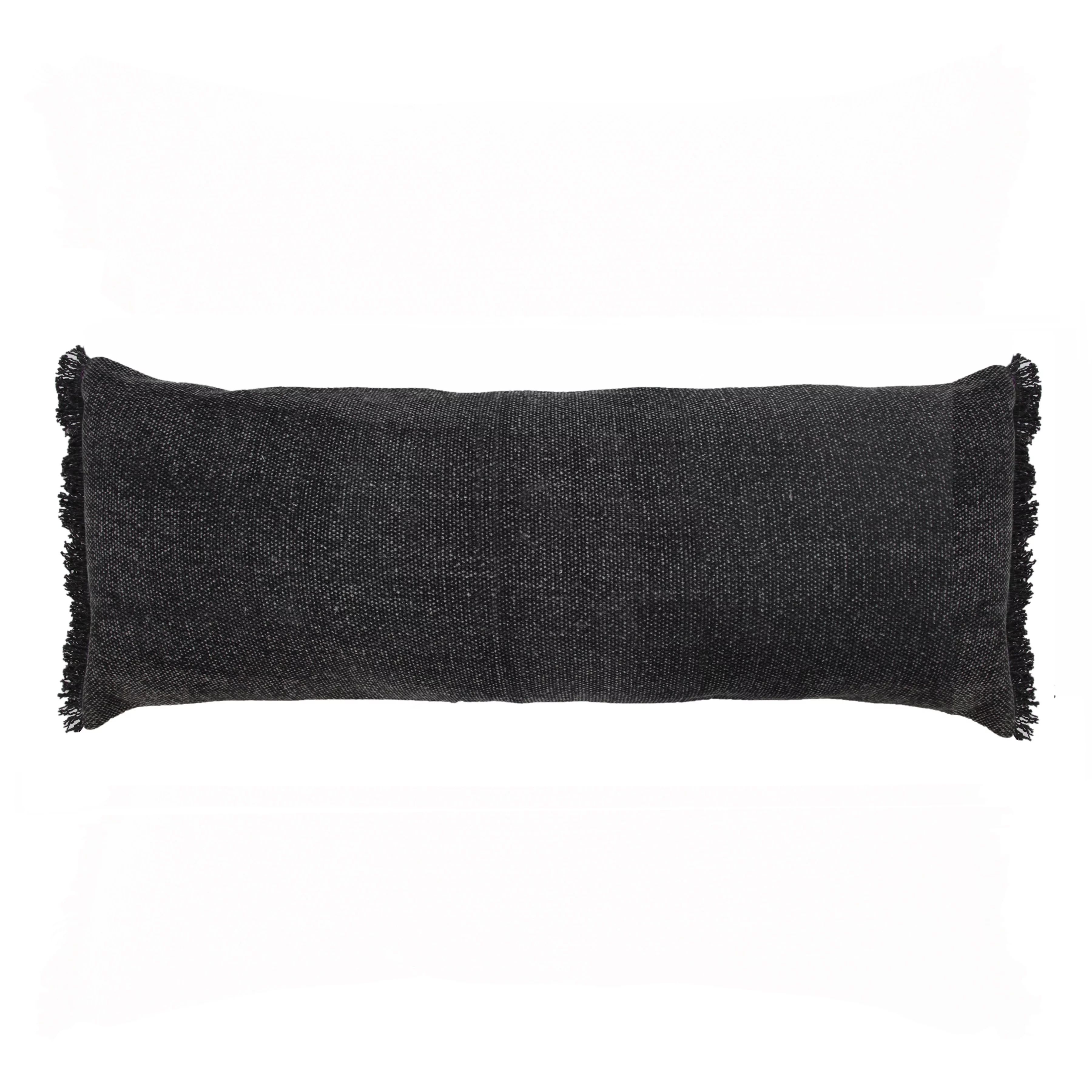 Ox Bay Indoor Stonewash Fringe Lumbar Throw Pillow, Jet Black, 14" x 36" | Walmart (US)