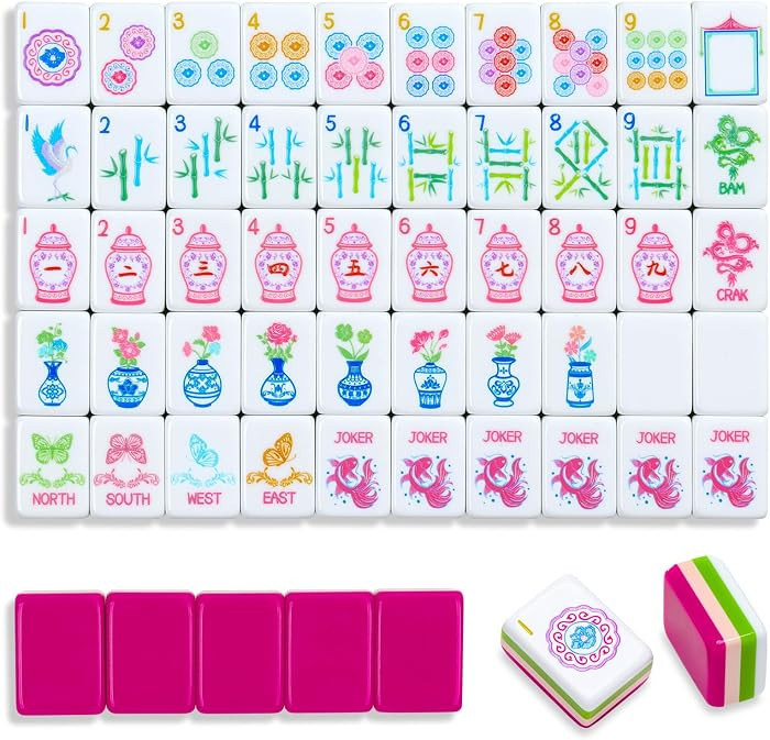 TIASUSAN American Mahjong Tile Set(4 Layer), 160 Acrylic Engraved Tiles with Mahjong Tiles Bag an... | Amazon (US)