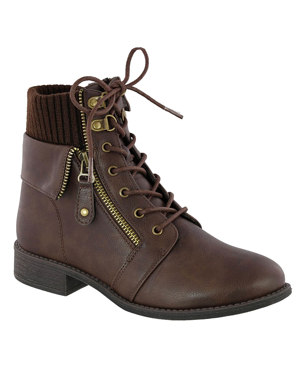 TOP MODA Women's Casual boots Brown - Brown Nanou Combat Boot - Women | Zulily