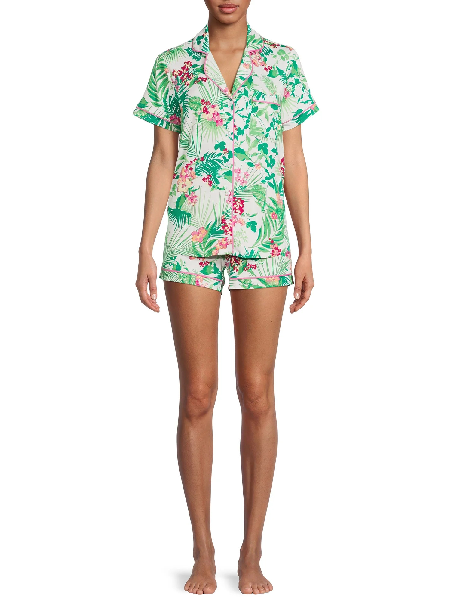 Secret Treasures Women's and Women's Plus Size Top and Shorts Pajama Set, 2-Piece | Walmart (US)