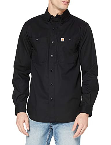 Carhartt Men's Rugged Professional Long Sleeve Work Shirt, Black, Large | Amazon (US)