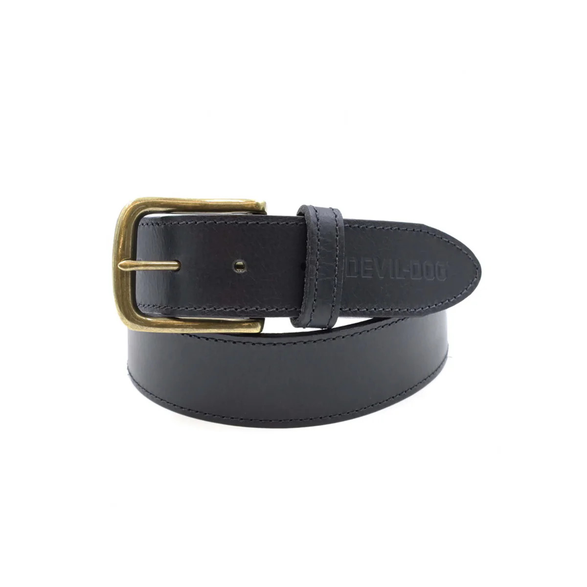 DEVIL-DOG® Leather Belt - Black with Brass Buckle | Devil Dog Dungarees