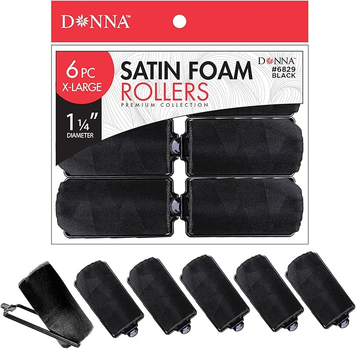 DONNA Silky Satin Foam Rollers 1.25"(D) 6PCS XL Hair Styling Heatless Curlers and Clips for Haird... | Amazon (US)