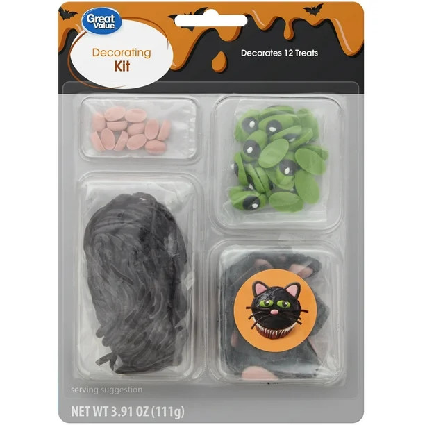Great Value Black Cat Cupcake Decorating Kit, 12-Count | Walmart (US)