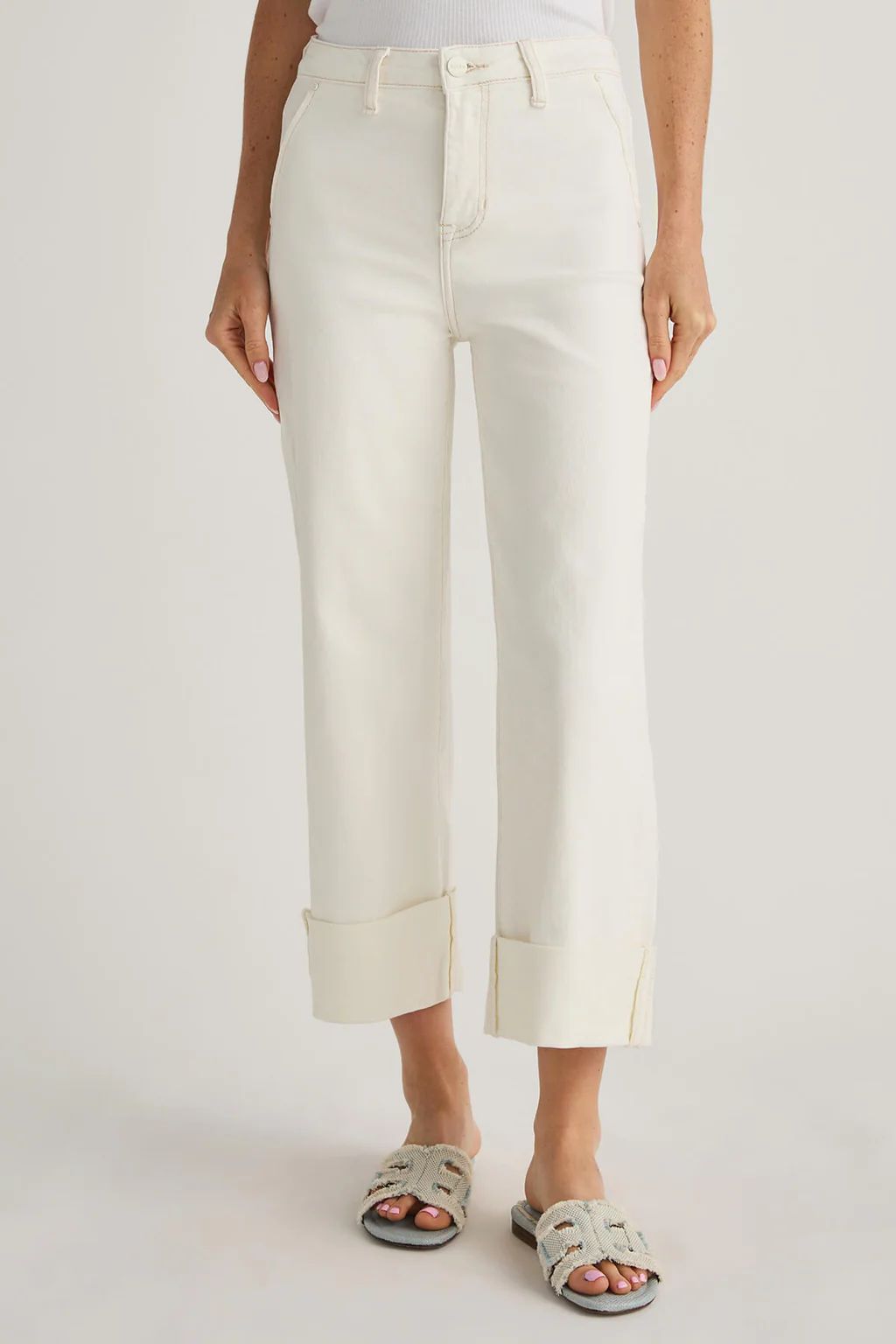 Risen Stella Wide Cuff Cropped Jeans | Social Threads