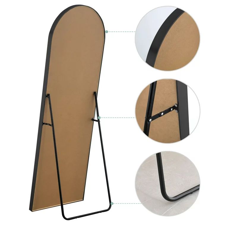 NeuType Aluminum Alloy Full-length Mirror Arch Decorative Mirror 71"x32",Black with Bracket | Walmart (US)