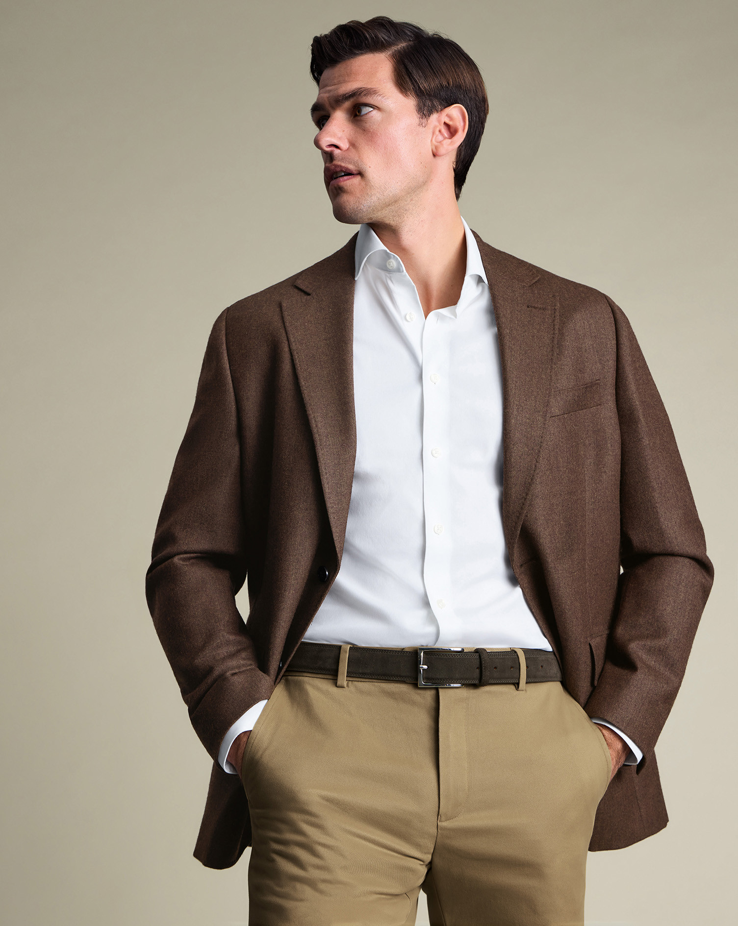 Wool Textured Jacket – Chocolate Brown | Charles Tyrwhitt