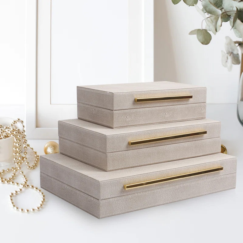 3 Piece Handmade Faux Leather Decorative Box Set | Wayfair North America