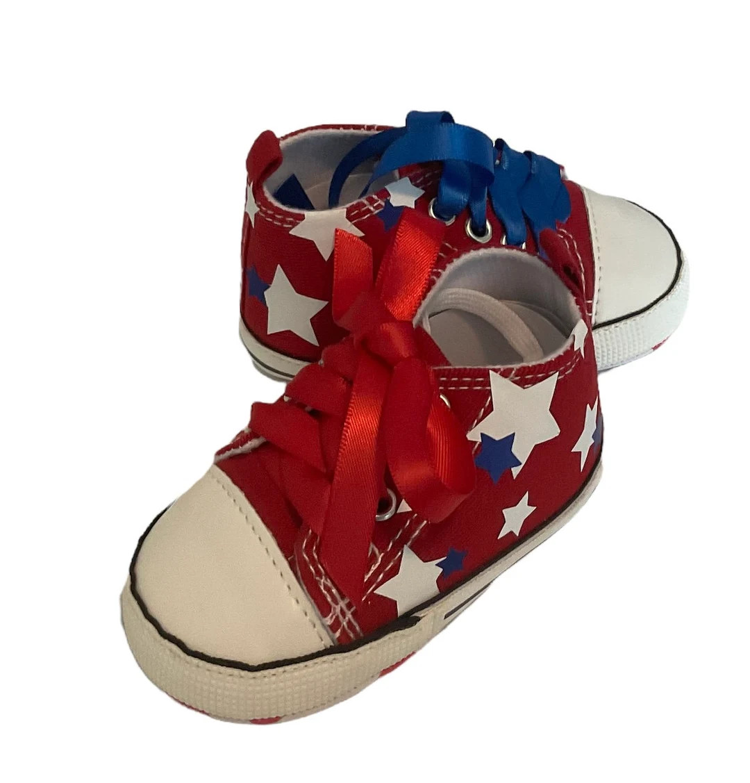 Red White and Blue Baby High Tops, Custom Baby High Tops, Custom Baby Shoes,  4th of July Baby, B... | Etsy (US)