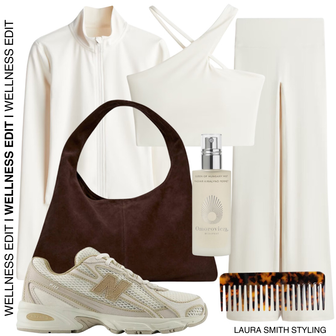 January Wellness & Fitness Edit | zip up sports jacket, sports bra, flared leggings, brown suede bag, brown comb, new balance trainers, face spray. Pilates, yoga, weights outfits  

#LTKfitness #LTKstyletip #LTKuk