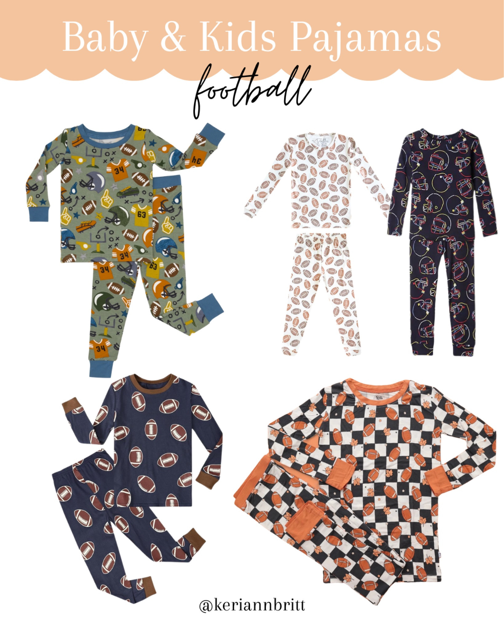 Baby and Kids Football Pajamas 

Football season / game day / kids pajamas / toddler pjs / baby jammies / bamboo pajamas / kids sleepwear 

#LTKBaby #LTKKids #LTKSeasonal