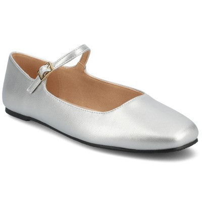Journee Women's Carrie Wide Width Dress Flats, Silver 9W | Target