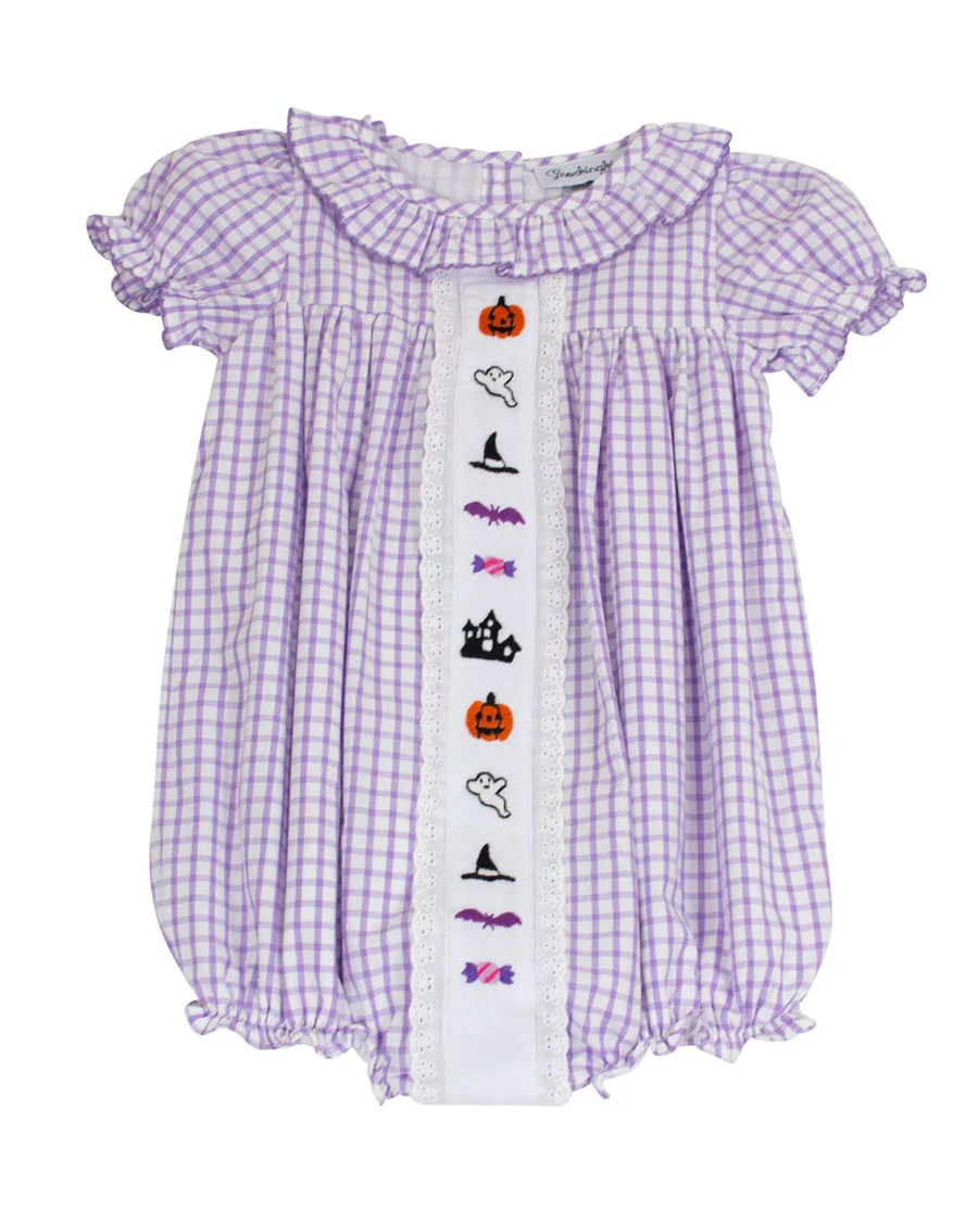 Halloween Fun Embroidered Windowpane Bubble | Smockingbird Kids
