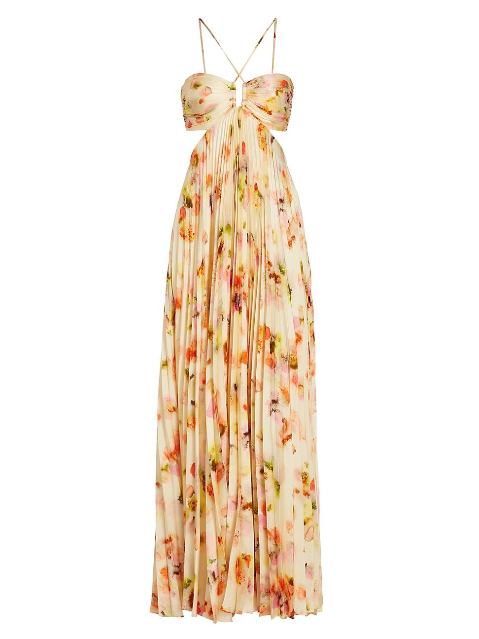 Women's Moira Pleated Floral Maxi Dress - Pale Peach Multi - Size 12 | Saks Fifth Avenue