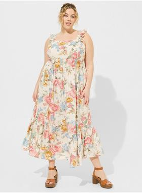 Maxi Challis Ruffle Strap Tiered Dress | Torrid (US & Canada)