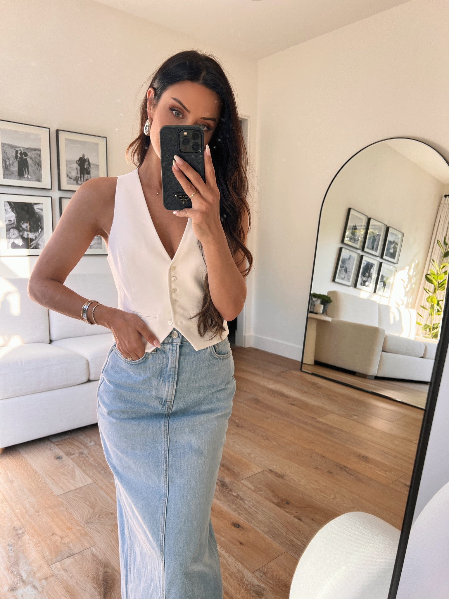 Denim skirts and vests please! Wearing an xs in the vest and size 25 in the skirt (runs large so size down) 

#LTKSeasonal #LTKstyletip